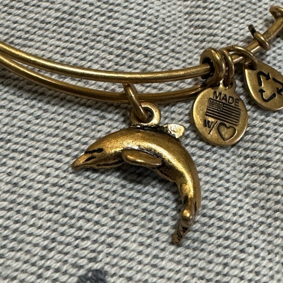 Alex and Ani Gold Dolphin Bangle Bracelet - Picture 2 of 3